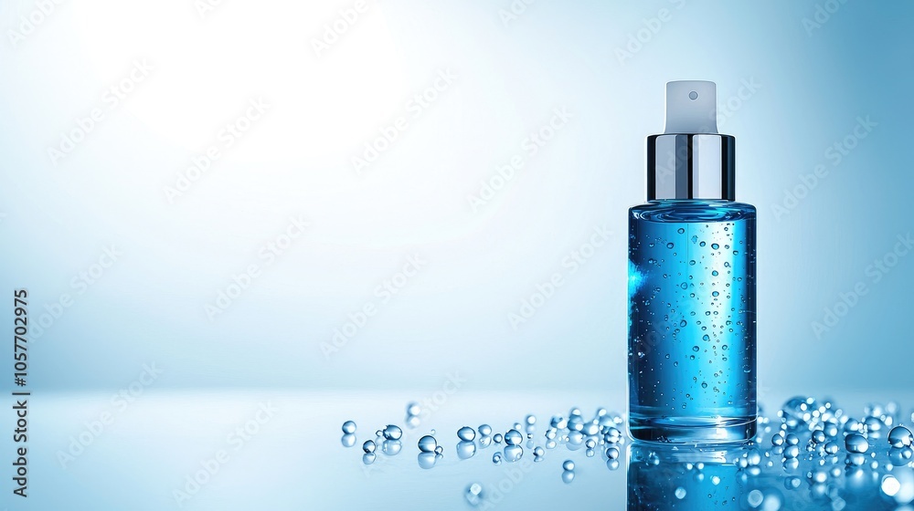 Clear Serum Bottle with Water Droplets on Surface