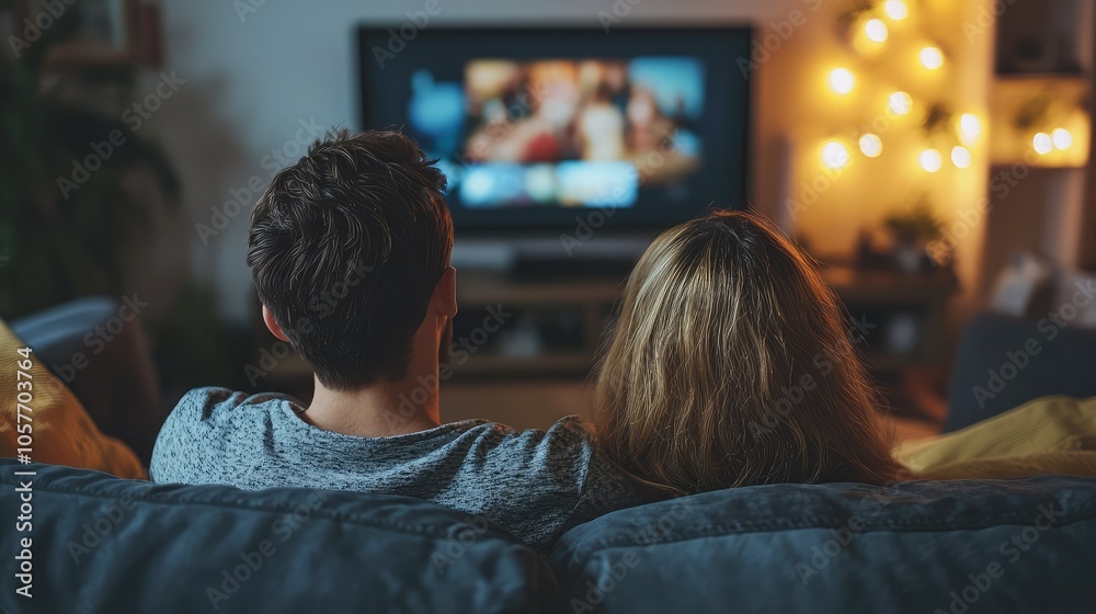Cozy Couple Enjoying Movie Night at Home Cozy Couple Enjoying Movie Night at Home