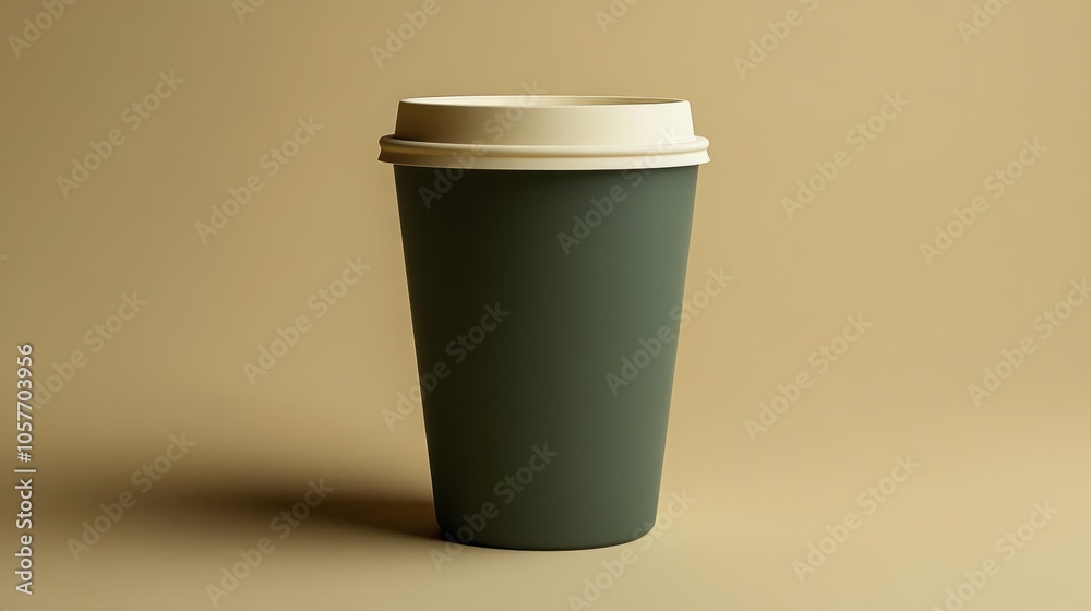 A single disposable coffee cup with a white lid A single disposable coffee cup with a white lid