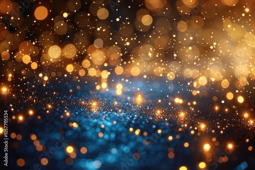 Abstract Background of Golden and Blue Bokeh Lights