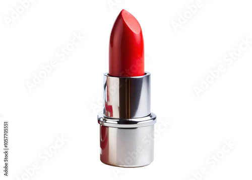 red lipstick Gold Box Realistic mock up isolated transparent white background. Make Up Cosmetic item beauty product mock-up.