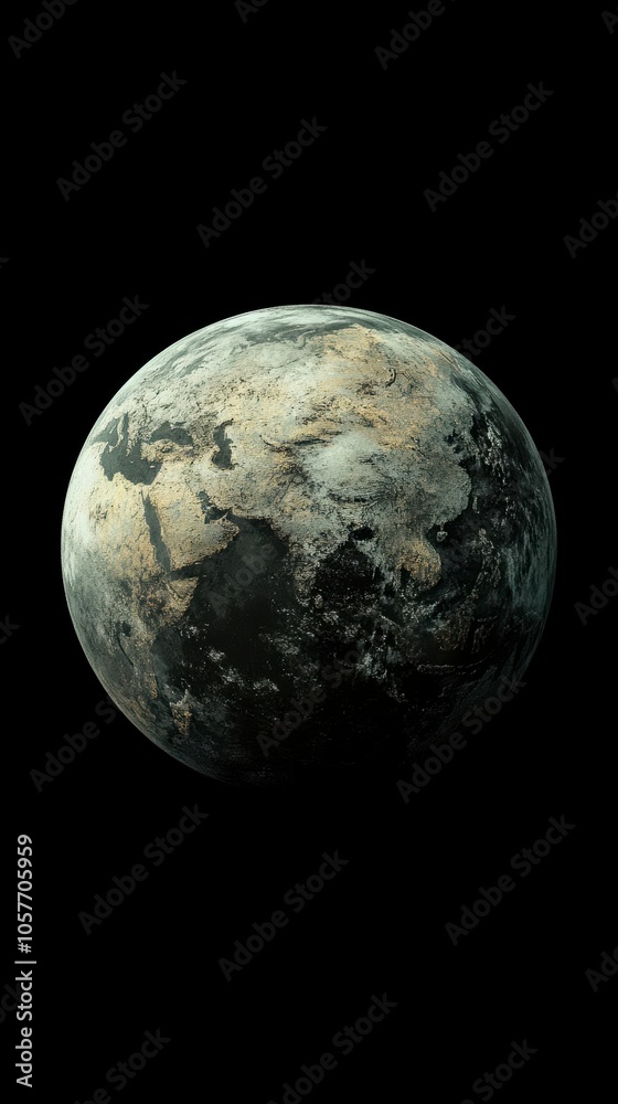 A celestial body with continents and oceans viewed from space A celestial body with continents and oceans viewed from space