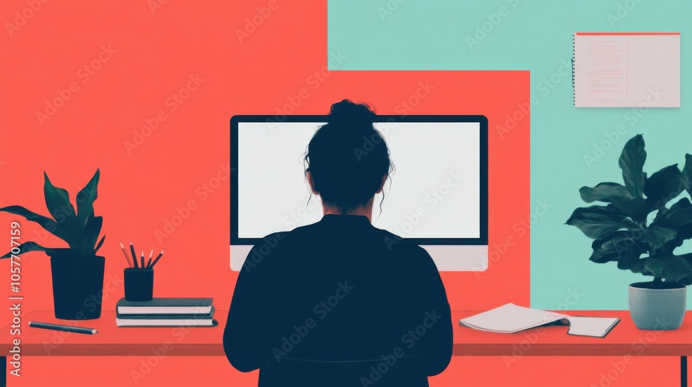 Person Watching Training Video on Computer Person Watching Training Video on Computer