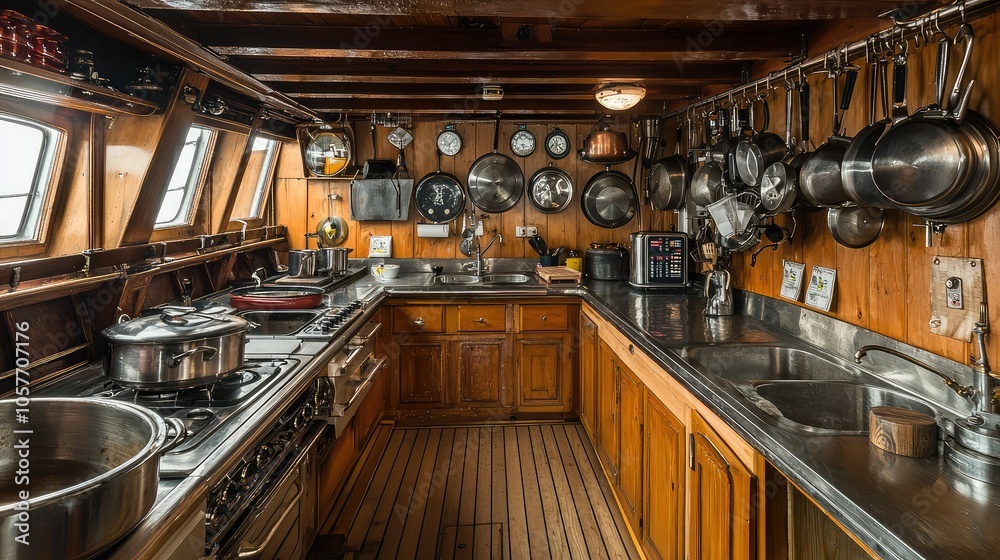 Stainless Steel Galley Kitchen on a Ship Stainless Steel Galley Kitchen on a Ship