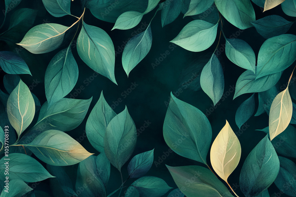 vibrant green botanical art vector background for modern design