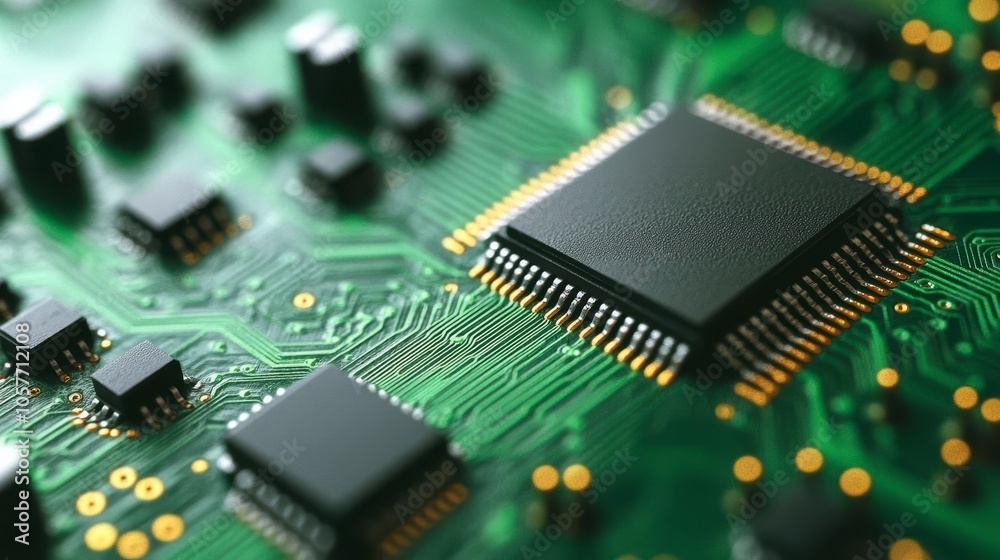 Close-up of a circuit board with a processor chip Close-up of a circuit board with a processor chip