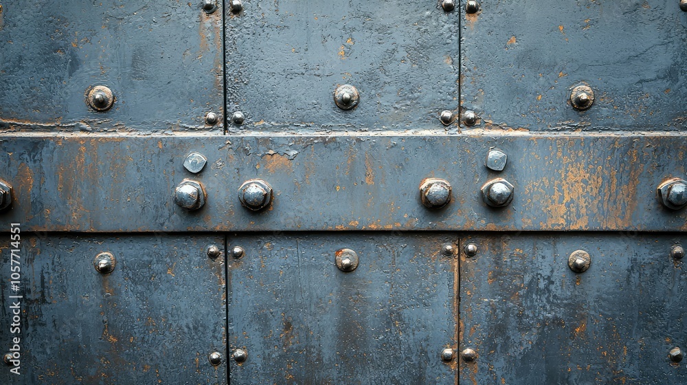 Fototapeta premium Industrial Metal Wall with Bolts and Beams