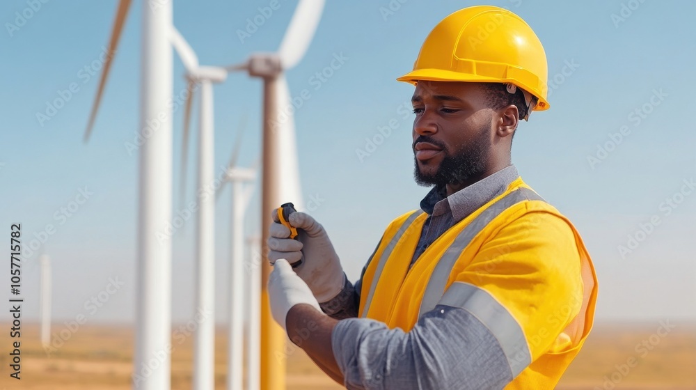 Technician Working on Wind Turbine Nacelle Technician Working on Wind Turbine Nacelle
