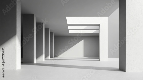 Abstract Architectural Space with Fluid Lines and Light