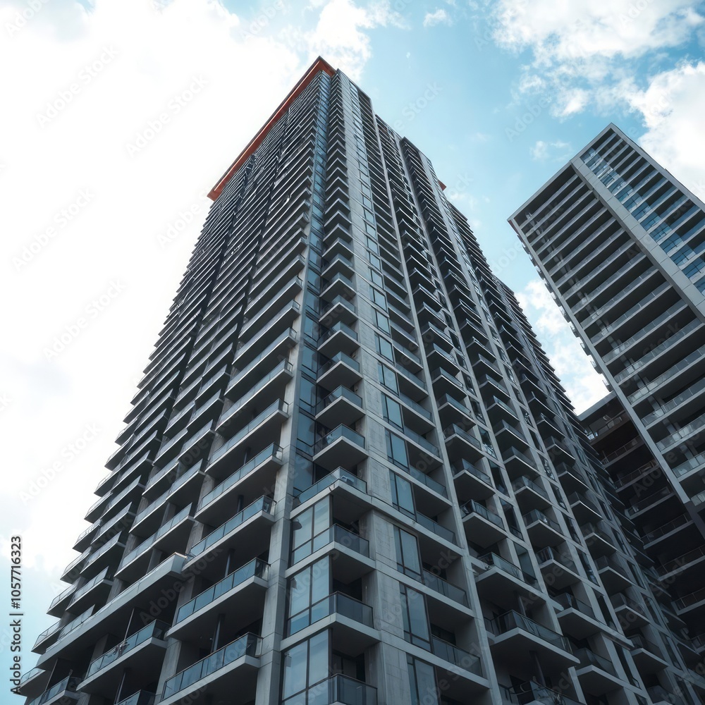 Construction building office and residential focus from bottom to top on sky background Condominium Construction building office and residential focus from bottom to top on sky background Condominium