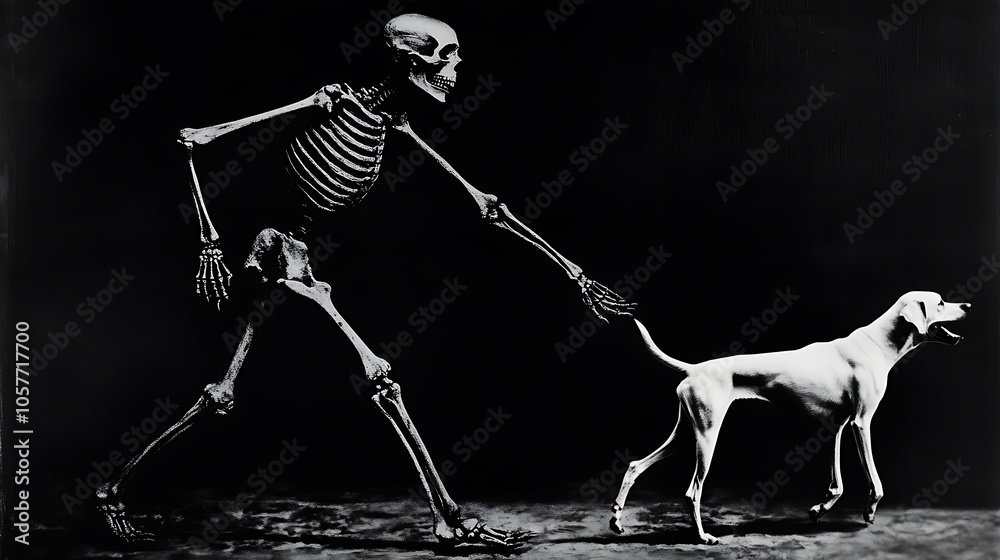 custom made wallpaper toronto digitala skeleton walking a dog