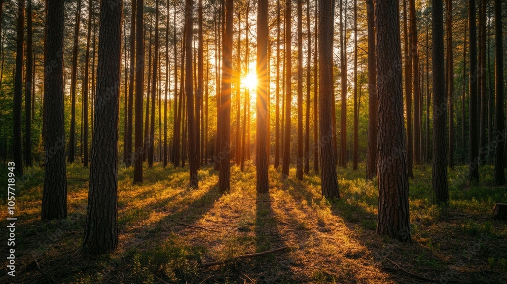 A forest with trees in the foreground and background A forest with trees in the foreground and background