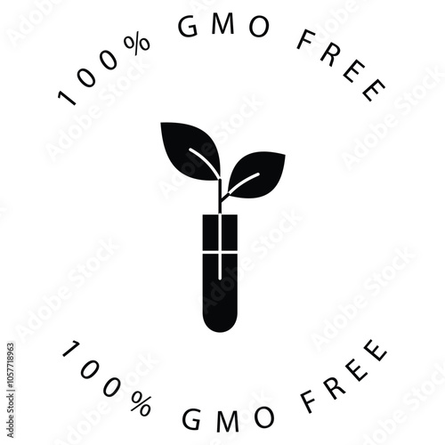 Biotechnology Eco-Friendly GMO-Free Plant Vector Icon Design