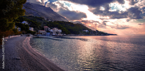 Fototapeta Naklejka Na Ścianę i Meble -  stunning summer seascape, amazing morning view in Croatia, Europe	