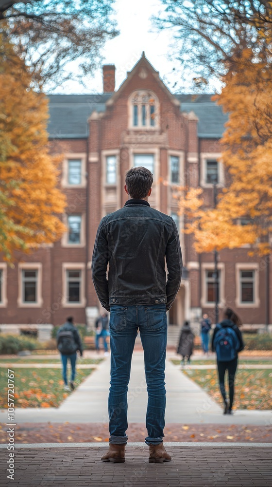 custom made wallpaper toronto digitalMan Standing in Front of University Campus Building