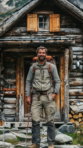 Wallpaper Mural Man in Hiking Outfit by Rustic Cabin Torontodigital.ca