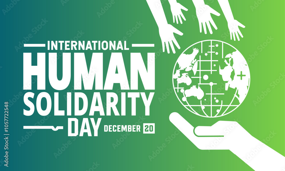 International Human Solidarity Day. December 20. Holiday concept. suitable for placard, background, Greeting Card, Poster design template with text inscription, standard Social Media Post.
