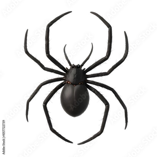 A large black spider with long legs and a bulbous body photo