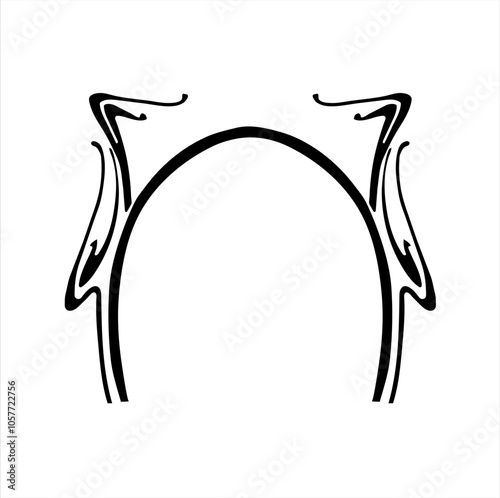 decorative arch art deco semicircle oval shape with vintage frame smooth lines , vintage