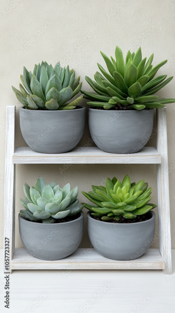 Stylish cacti and succulents arranged on a wooden shelf against a soft beige backdrop perfect for home decor inspiration Stylish cacti and succulents arranged on a wooden shelf against a soft beige backdrop perfect for home decor inspiration