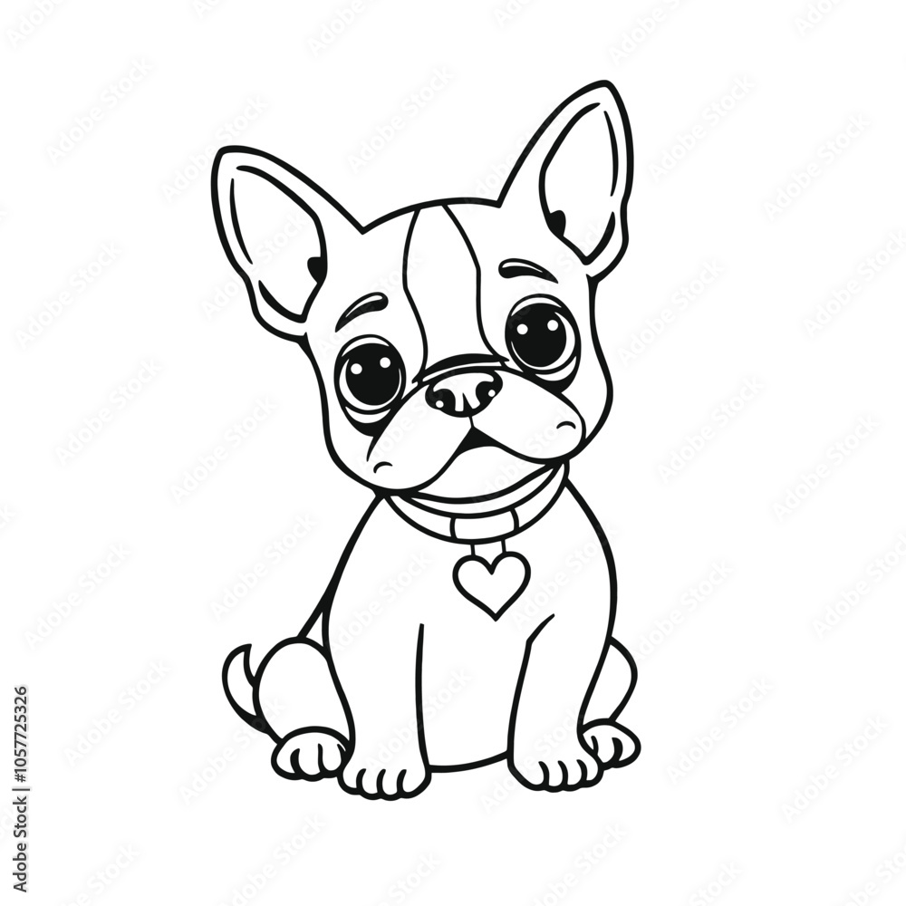 Obraz premium a black and white line drawing of a small dog, specifically a Boston Terrier