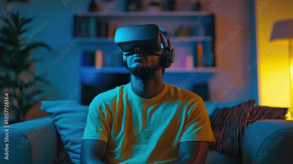 User Enjoying Immersive Virtual Reality Experience User Enjoying Immersive Virtual Reality Experience