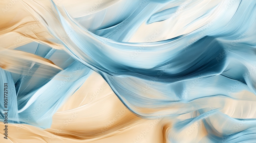Abstract blue and beige brushstrokes creating dynamic flowing shapes Abstract blue and beige brushstrokes creating dynamic flowing shapes