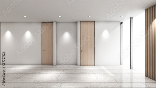 Fotografie the corridor The casement door opens to the exterior light