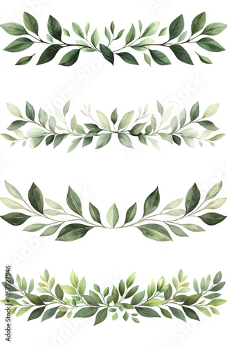 Elegant botanical leaf design with varying shades of green for decoration.