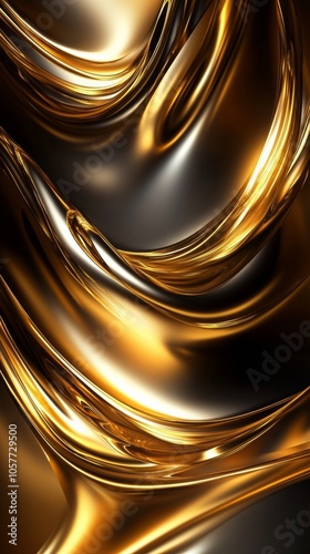 Flowing liquid gold creating abstract golden waves background