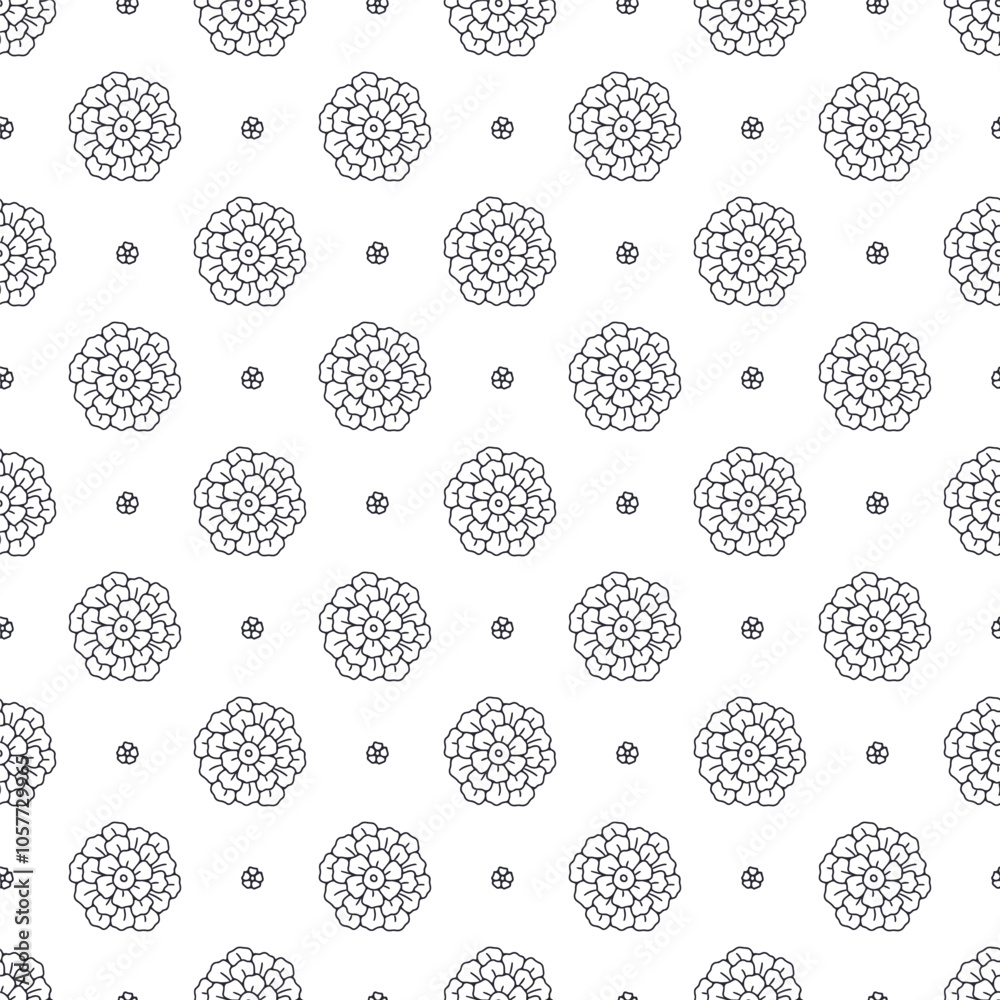 Seamless black and white pattern with ditsy florals. Rustic tiny flowers monochrome repeat wallpaper. Seamless black and white pattern with ditsy florals. Rustic tiny flowers monochrome repeat wallpaper.