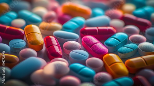 Colorful Assortment of Pills and Tablets Close-Up