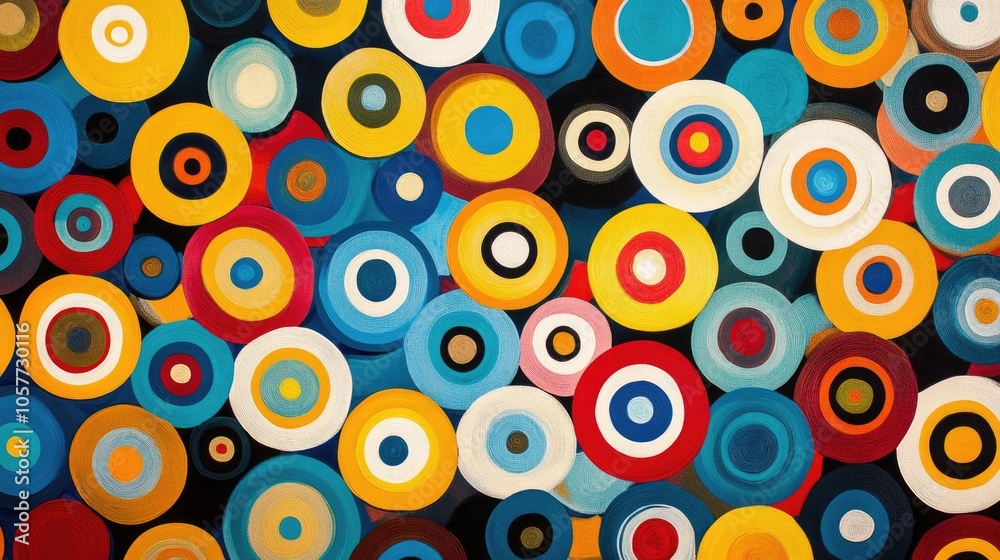 Eye-catching circle pattern with bright, bold colors, arranged in an abstract design perfect for artistic projects. Eye-catching circle pattern with bright, bold colors, arranged in an abstract design perfect for artistic projects.