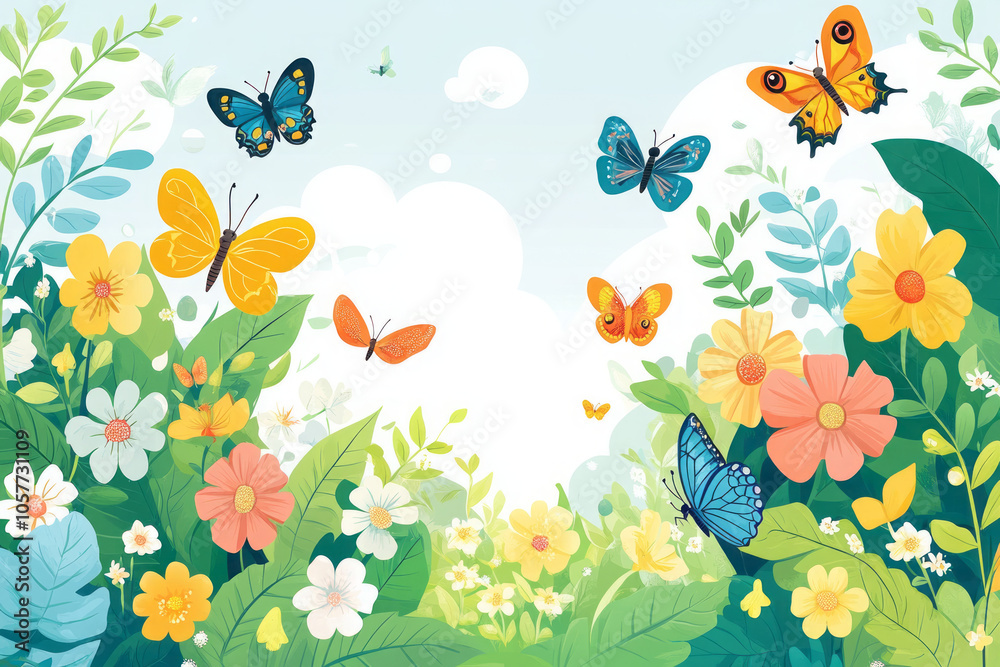 colorful butterflies dancing in a vibrant spring garden illustration colorful butterflies dancing in a vibrant spring garden illustration