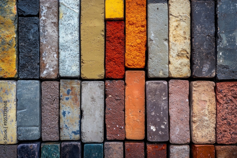 Colorful brick wall texture: diverse rustic and industrial design patterns Colorful brick wall texture: diverse rustic and industrial design patterns