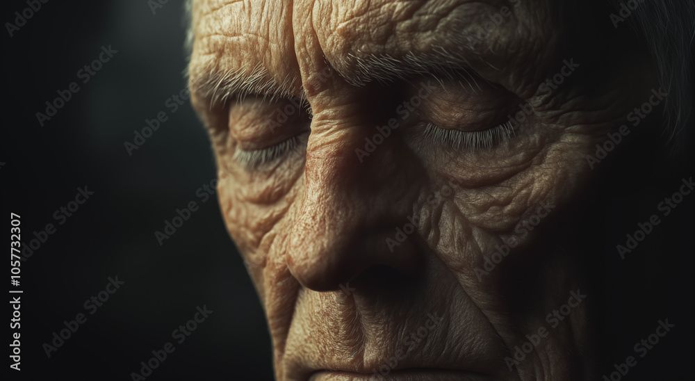 Introspective Close-Up of an Elderly Man in Deep Thought Introspective Close-Up of an Elderly Man in Deep Thought