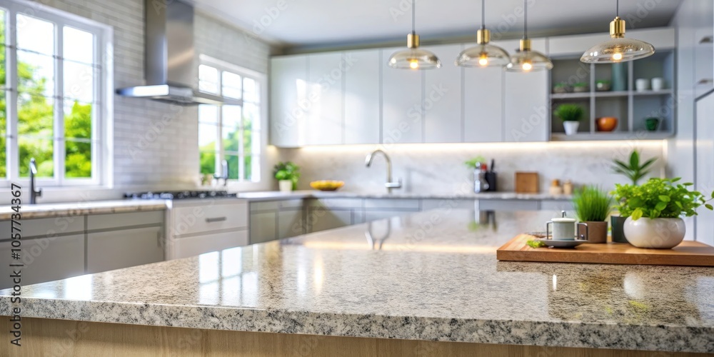 Modern Kitchen Island Countertop with Granite and Pendant Lights Modern Kitchen Island Countertop with Granite and Pendant Lights
