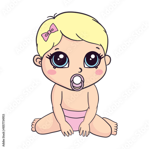 Vector greeting card. Baby shower card. Baby announcement card design element. It's a girl lettering. Baby shower party design element.