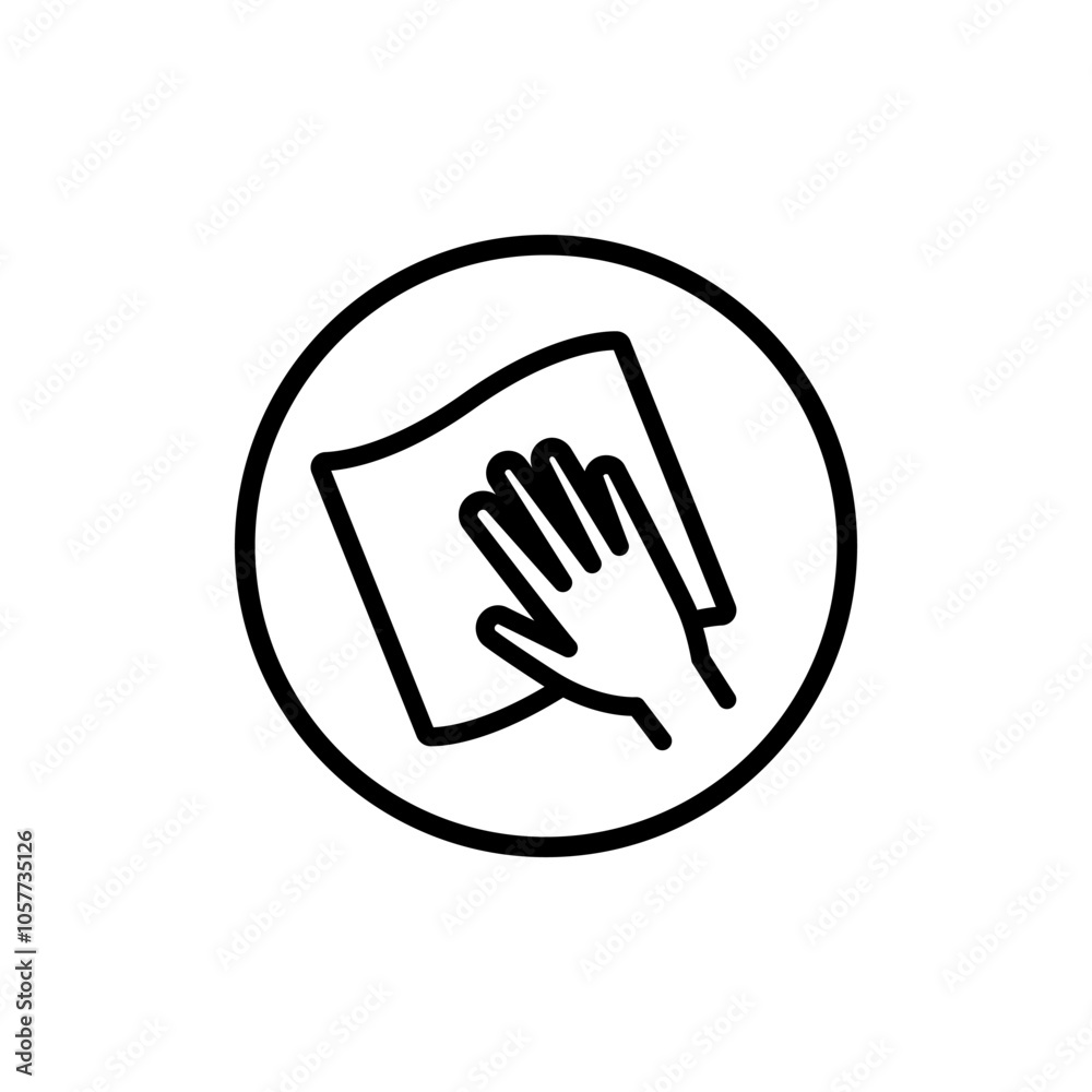 Cleaning napkin linear icon. Windows cleaning cloth. Simple line illustration. Surface wiping, disinfection. Contour symbol. Vector isolated outline drawing. Cleaning napkin linear icon. Windows cleaning cloth. Simple line illustration. Surface wiping, disinfection. Contour symbol. Vector isolated outline drawing.