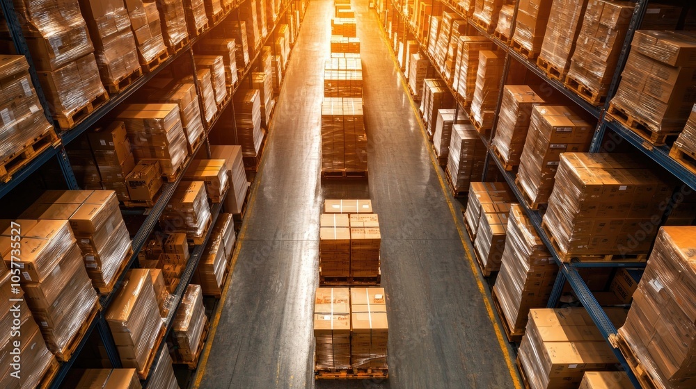 Organized Warehouse with Clean Pallets in Wide View Organized Warehouse with Clean Pallets in Wide View