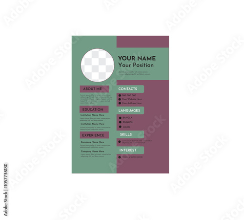 cv design template for introducing myself for work and business