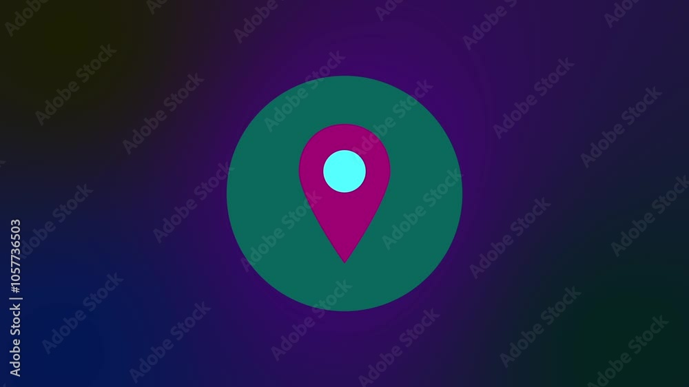 GPS location icon and circle loop animation on gradient background. GPS location icon and circle loop animation on gradient background.