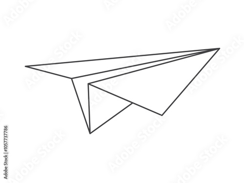 Simple paper plane. Vector illustration isolated on white background