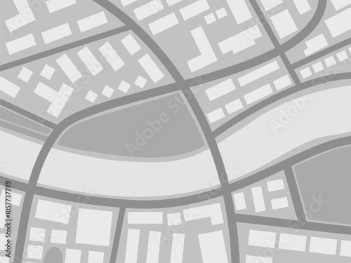 Flat grayscale abstract city map. Vector illustration