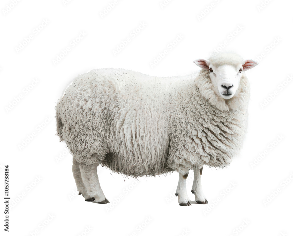 Fototapeta premium White sheep standing on a transparent background