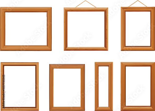 Wooden Picture Frames Set Empty Artwork Display