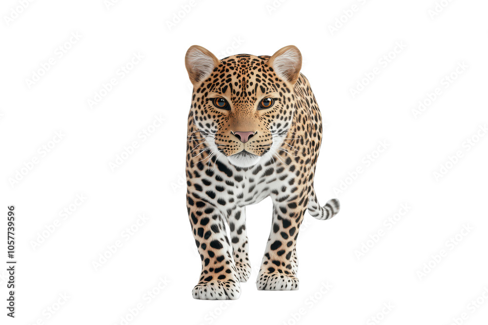 Naklejka premium Leopard walking forward isolated transparent background
