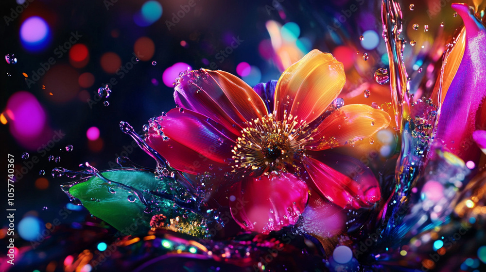 3D render of a colorful abstract flower 3D render of a colorful abstract flower