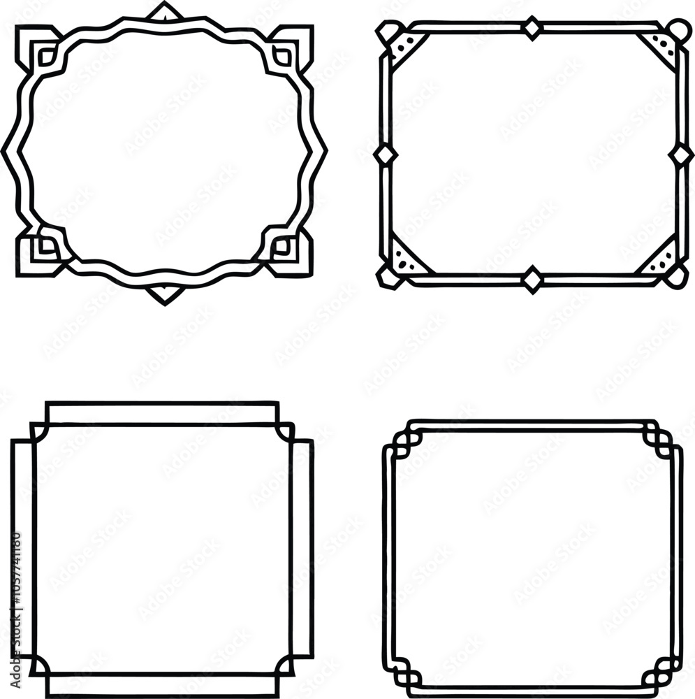 Obraz premium Four Decorative Outline Frames Set Design