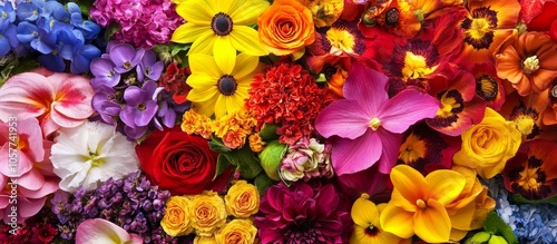 A vibrant display of colorful flowers in full bloom.